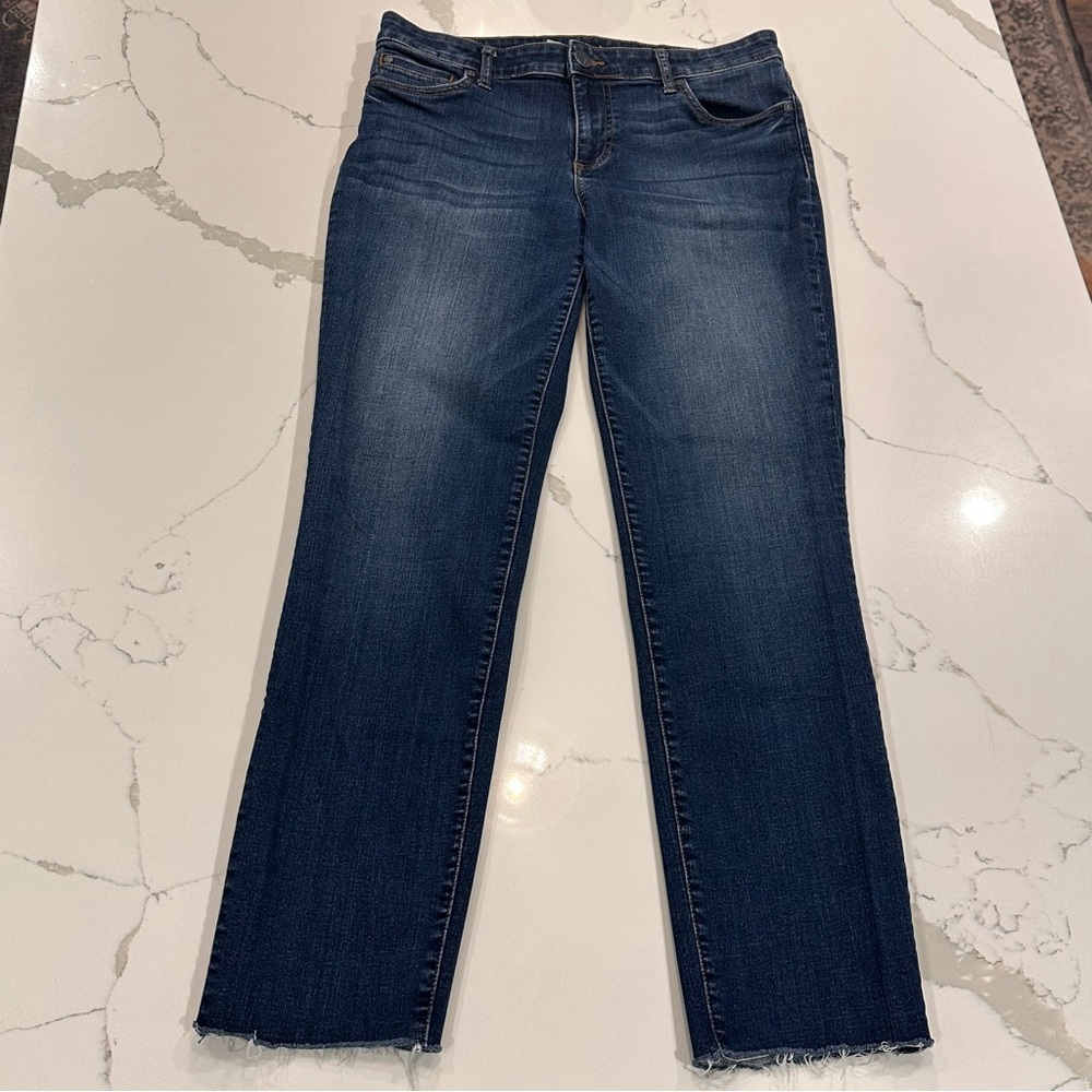 Kut From The Cloth Catherine Boyfriend Jeans Blue Women’s 8 Midrise Raw Hem